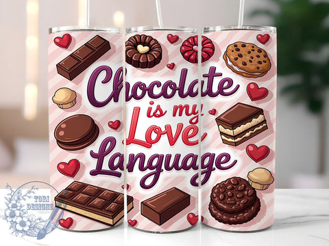 Chocolate Lover Gift, Love Language Tumbler, Sweet Gift Idea, Foodie Drinkware, Cute Chocolate Design, Sublimation PNG, Personalized Tumbler Sublimation ToriDesigns 