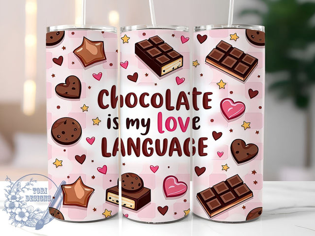 Chocolate Lover Gift, Love Language Tumbler, Sweet Gift Idea, Foodie Drinkware, Cute Chocolate Design, Sublimation PNG, Personalized Tumbler Sublimation ToriDesigns 