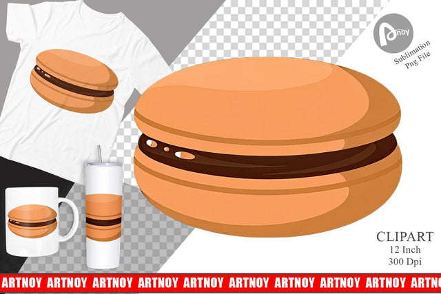 Chocolate Macaron Clipart Sublimation artnoy 