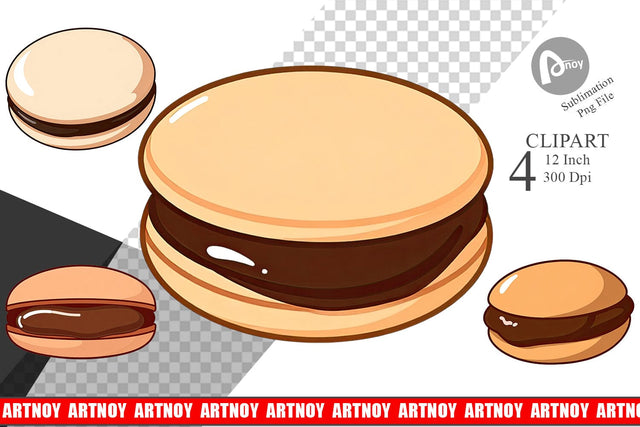 Chocolate Macaron Clipart Sublimation artnoy 