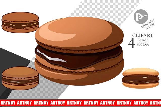 Chocolate Macaron Clipart Sublimation artnoy 