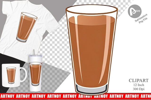 Chocolate Milk Glass Clipart Sublimation artnoy 