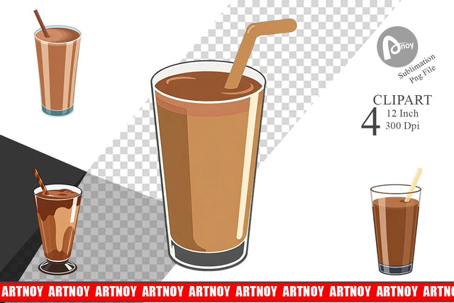 Chocolate Milk Glass Clipart Sublimation artnoy 