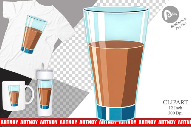 Chocolate Milk Glass Clipart Sublimation artnoy 