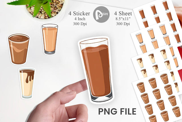 Chocolate Milk Glass Sticker Sublimation artnoy 