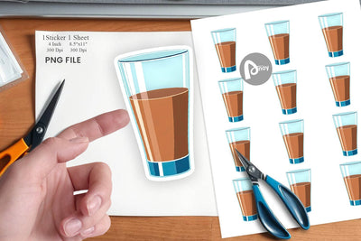 Chocolate Milk Glass Sticker Sublimation artnoy 