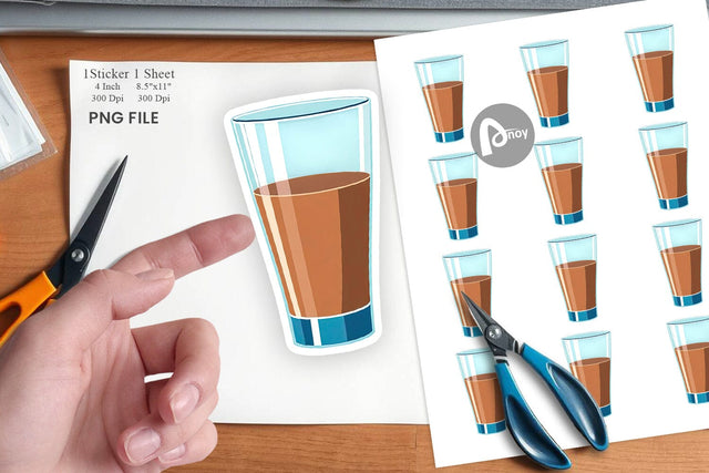 Chocolate Milk Glass Sticker Sublimation artnoy 