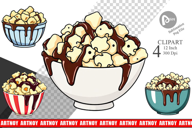 Chocolate Popcorn Clipart Sublimation artnoy 