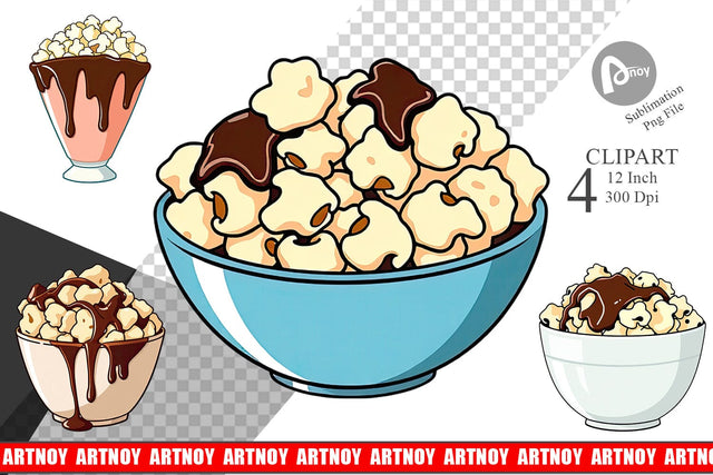 Chocolate Popcorn Clipart Sublimation artnoy 