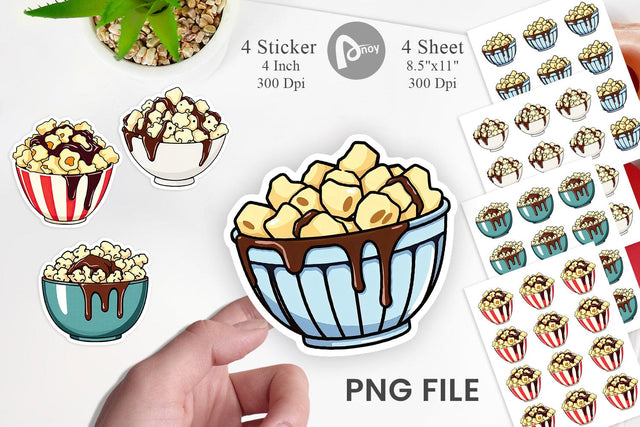 Chocolate Popcorn Sticker Sublimation artnoy 