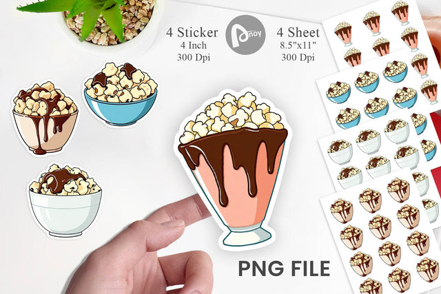 Chocolate Popcorn Sticker Sublimation artnoy 
