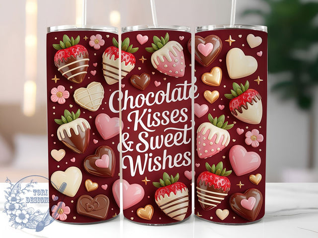 Chocolate Sweet Valentine Tumbler, Sweet Love Wrap, Romantic Chocolate Cup, 20oz Sublimation Wrap, Stylish Valentine Design Tumbler, Artistic Chocolate Heart Cup, Decadent Love Theme Wrap Sublimation ToriDesigns 