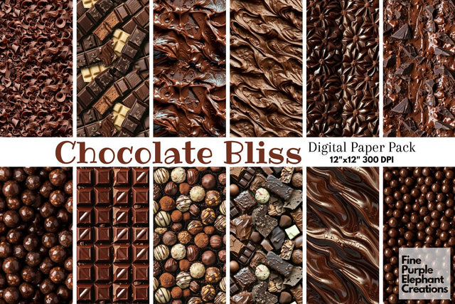 Chocolate Textures Candy Bar Paper Digital Pattern Fine Purple Elephant Creations 
