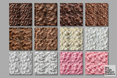 Chocolate Vanilla Strawberry Cake Frosting Textures Paper Digital Pattern Fine Purple Elephant Creations 