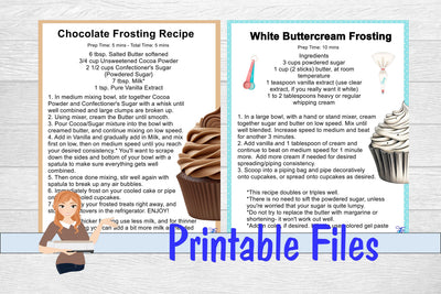 Chocolate & White Buttercream Icing Recipe Cards Bundle 3D Paper Family Creations 