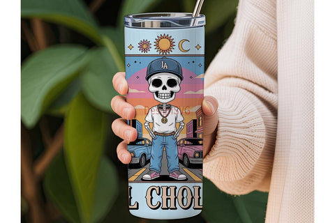 Cholo Skeleton Tumbler Wrap PNG Sublimation DesignSVG 