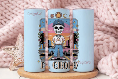 Cholo Skeleton Tumbler Wrap PNG Sublimation DesignSVG 