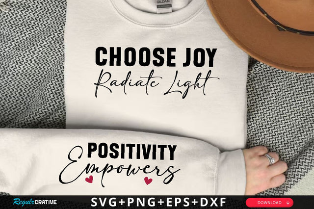 Choose joy radiate light Sleeve SVG Design, Inspirational sleeve SVG, Motivational Sleeve SVG Design, Positive Sleeve SVG SVG Regulrcrative 