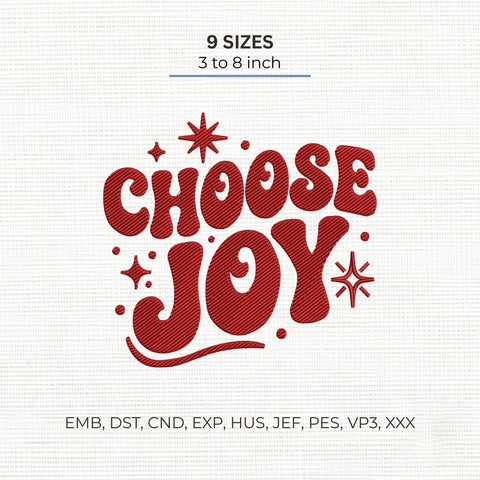 Choose Joy Retro Embroidery Design – Positive Quote Groovy Inspirational Machine Embroidery File Embroidery/Applique DESIGNS PatternFeed8 