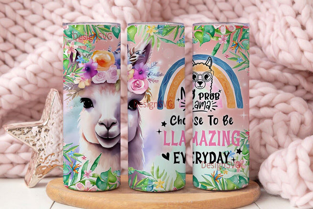 Choose To Be Llamazing Everyday 20 oz Skinny Tumbler Sublimation Design Digital Download PNG Sublimation DesignSVG 