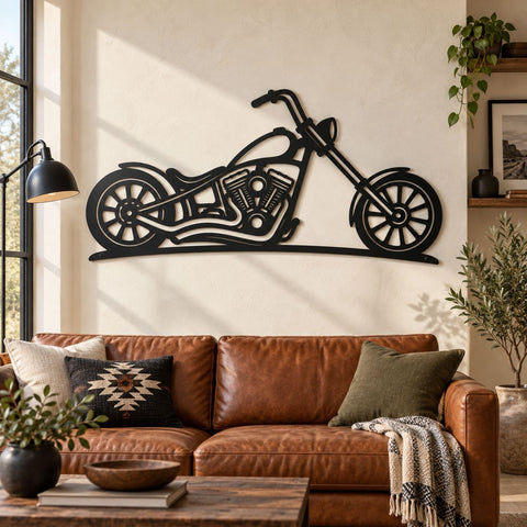 Chopper Motorcycle Laser SVG | Biker Metal Wall Art | Motorcycle DXF | Plasma Cutting File | CNC Cut File | Garage Decor Svg SVG HappyDesignStudio 
