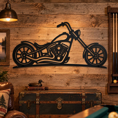Chopper Motorcycle Laser SVG | Biker Metal Wall Art | Motorcycle DXF | Plasma Cutting File | CNC Cut File | Garage Decor Svg SVG HappyDesignStudio 