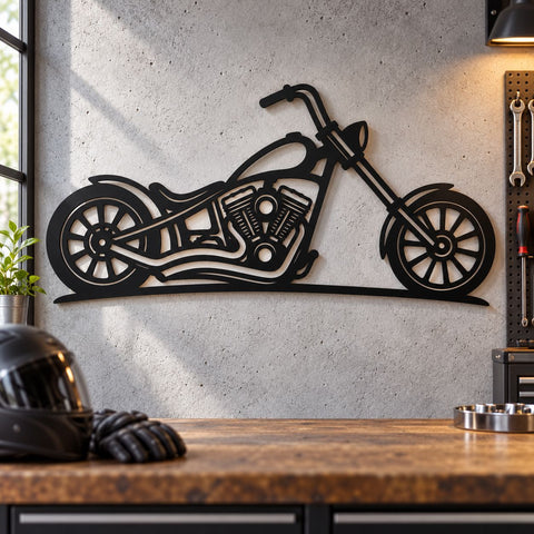 Chopper Motorcycle Laser SVG | Biker Metal Wall Art | Motorcycle DXF | Plasma Cutting File | CNC Cut File | Garage Decor Svg SVG HappyDesignStudio 
