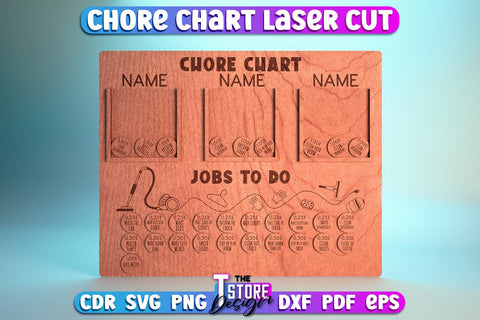 Chore Chart Laser Cut Bundle | Customizable Design | CNC File SVG The T Store Design 