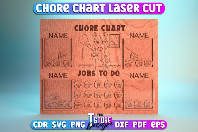 Chore Chart Laser Cut SVG | Customizable Design | CNC File SVG The T Store Design 