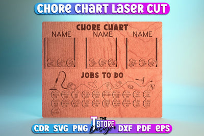 Chore Chart Laser Cut SVG | Customizable Design | CNC File SVG The T Store Design 