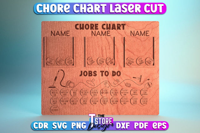 Chore Chart Laser Cut SVG | Customizable Design | CNC File SVG The T Store Design 
