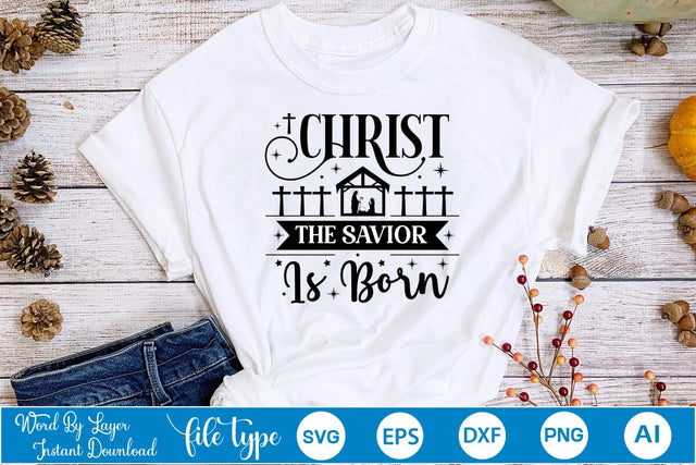 Christ The Savior Is Born SVG Design, Nativity Christmas SVG Design, Arabesque SVG Design SVGs,Quotes and Sayings,Food & Drink,On Sale, Print & Cut SVG DesignPlante 503 