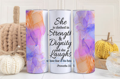 Christian Bible Verse, 20 oz Skinny Tumbler Wrap Sublimation Design, She Laughs Without Fear Inspirational Quote, Digital Download PNG Sublimation BouDesign 
