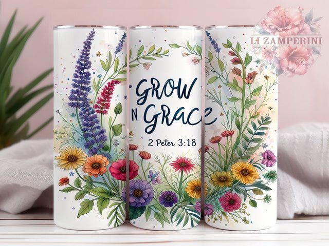 Christian Bible Verse 20oz Tumbler Wrap PNG, Grow In Grace Faith Tumbler Png, Straight & Tapered Tumbler Wrap, Instant Digital Download Sublimation Li Zamperini 