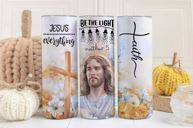 Christian Bible Verse Be the Light Religious Jesus 20oz God Quote Skinny Tumbler Wrap PNG Sublimation Designs Download Sublimation BouDesign 