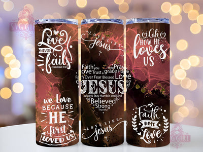 Christian Bible Verse Love Affirmations 20oz Tumbler Wrap Sublimation Design, Straight Tapered Tumbler Wrap, Christian Tumbler Png, Instant Digital Download Sublimation SvggirlplusArt 