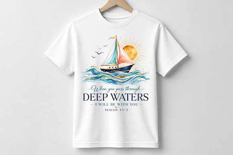 Christian Bible Verse PNG | Isaiah 43:2 Deep Waters Sublimation PNG SVG BillahCrafts 