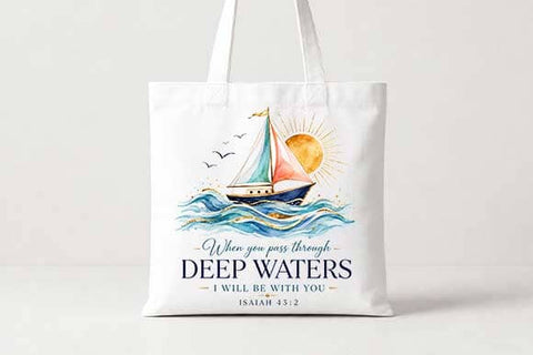 Christian Bible Verse PNG | Isaiah 43:2 Deep Waters Sublimation PNG SVG BillahCrafts 