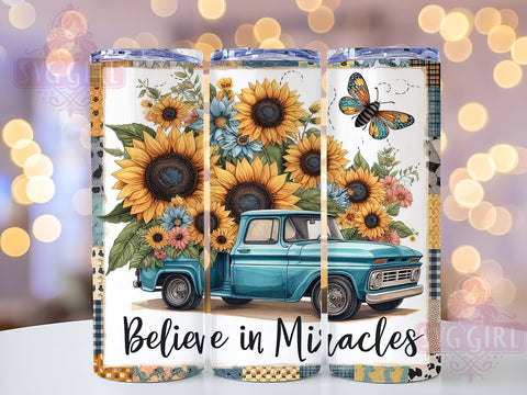 Christian Bible Verse Religious 20oz Tumbler Wrap Sublimation Design, Straight Tapered Tumbler Wrap, Believe in Miracles Tumbler Png, Instant Digital Download Sublimation SvggirlplusArt 
