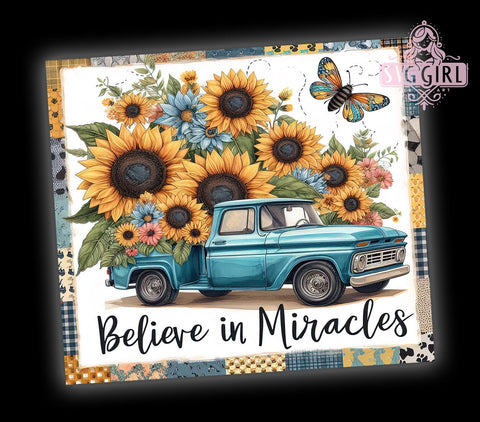 Christian Bible Verse Religious 20oz Tumbler Wrap Sublimation Design, Straight Tapered Tumbler Wrap, Believe in Miracles Tumbler Png, Instant Digital Download Sublimation SvggirlplusArt 