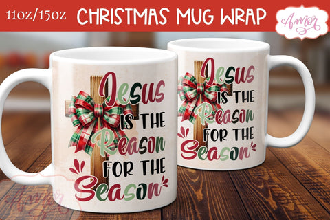 Christian Chirstmas mug wrap PNG | Jesus is the reason mug Sublimation Amorclipart 