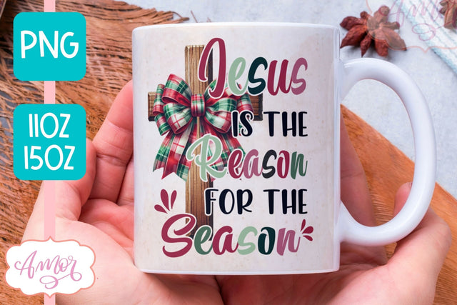 Christian Chirstmas mug wrap PNG | Jesus is the reason mug Sublimation Amorclipart 