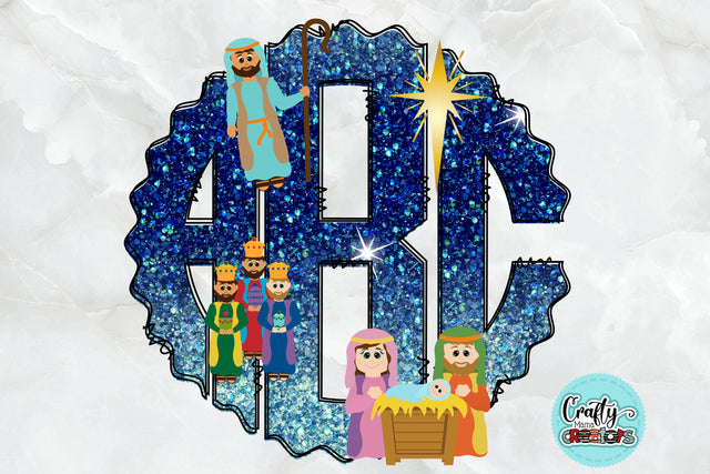 Christian Christmas Monogram Alphabet, Jesus Doodle Monogram SVG Crafty Mama Studios 