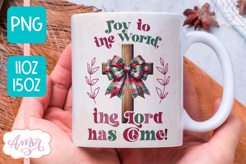 Christian Christmas mug wrap PNG | Joy to the world mug PNG Sublimation Amorclipart 