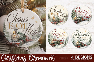 Christian Christmas Ornament Designs, Christmas Ornament PNG Sublimation Petunia Digital Design 