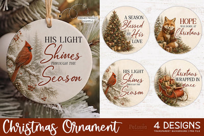 Christian Christmas Ornament Designs, Christmas Ornament PNG Sublimation Petunia Digital Design 