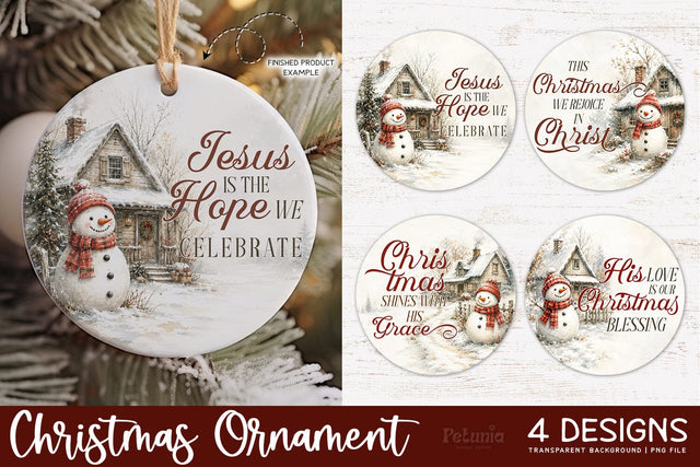 Christian Christmas Ornament Designs, Christmas Ornament PNG Sublimation Petunia Digital Design 