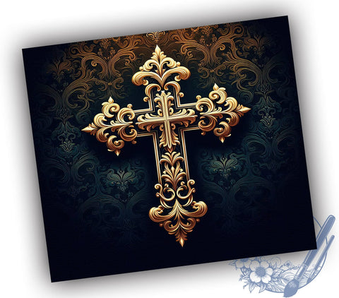 Christian Cross 20oz Skinny Tumbler PNG, Metal Cross Tumbler Sublimation Wrap, Straight & Tapered Tumbler Wrap, Instant Digital Download Sublimation ToriDesigns 