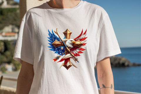 Christian Cross 4th of July USA Bow Sublimation Clipart Sublimation SVGArt 