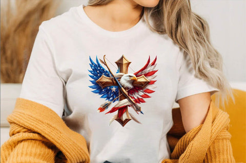 Christian Cross 4th of July USA Bow Sublimation Clipart Sublimation SVGArt 